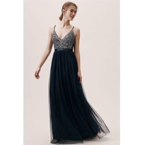 Navy Avery Beaded Tulle Dress BHLDN Sz 14